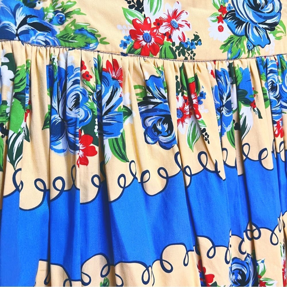 Lindy Bop Blue & Cream Floral A-Line Skirt vintage style size US 6 BNWT - Picture 5 of 13